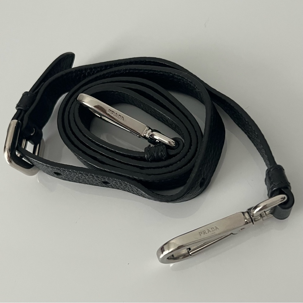 PRADA Saffiano Leather Replacement Crossbody Strap BLACK & SILVER 45in 1/5 wide